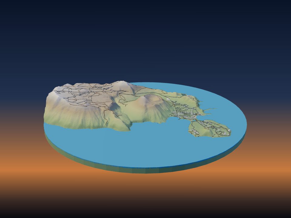 3D printed terrain model of Vulcano
