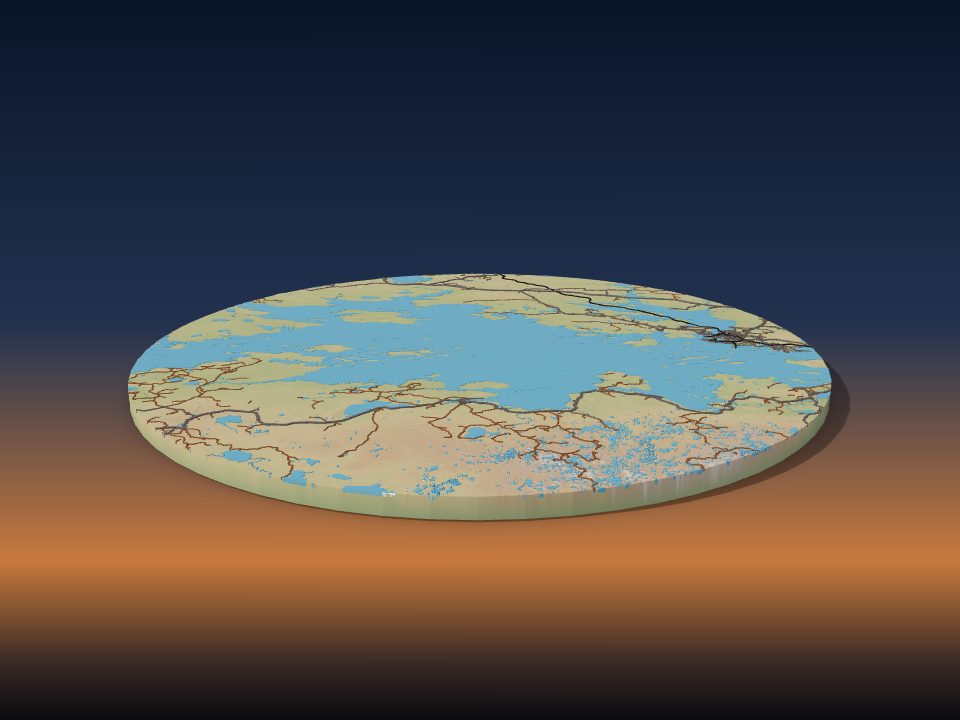 3D printed terrain model of Vygozero