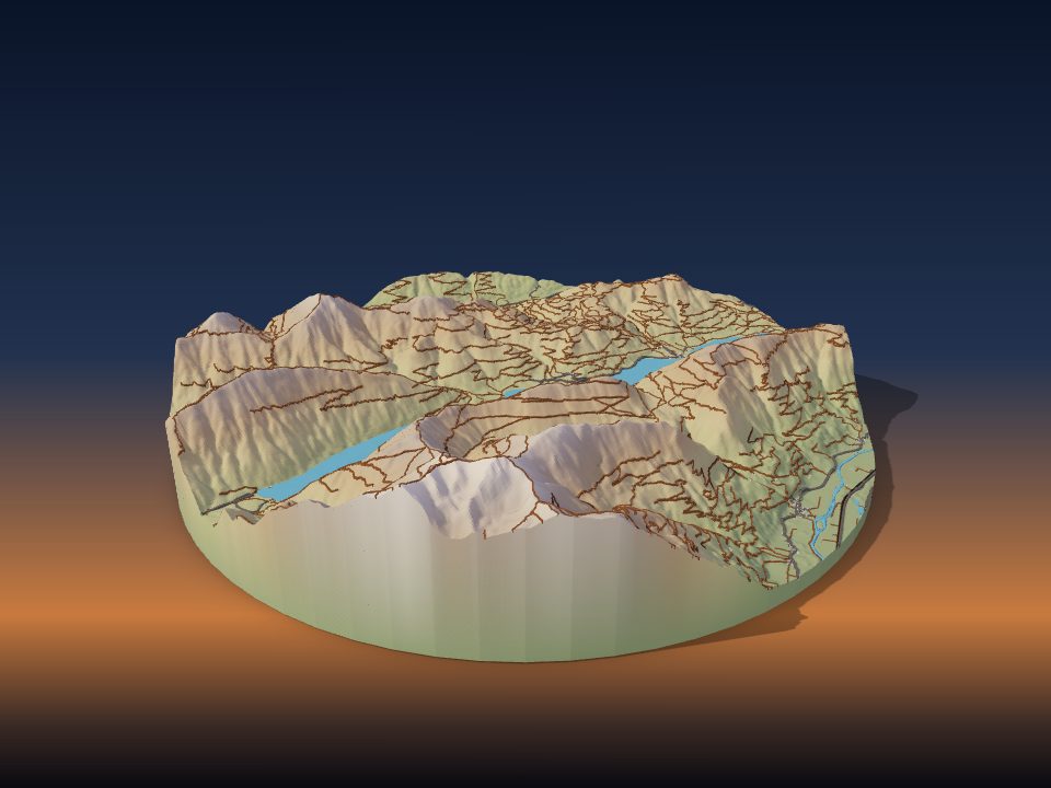 3D-gedrucktes Geländemodell von Weißensee
