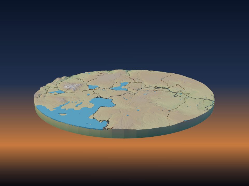 3D printed terrain model of Yellowstone volcano